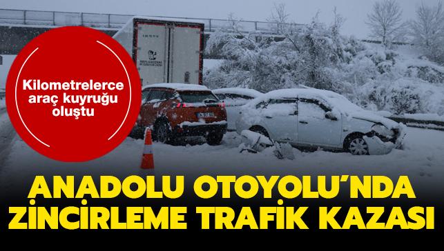 Anadolu Otoyolu'nda zincirleme trafik kazası... Kilometrelerce araç kuyruğu oluştu