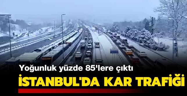 Son dakika haberleri... stanbul'da kar trafii: Younluk yzde 85'lere kt