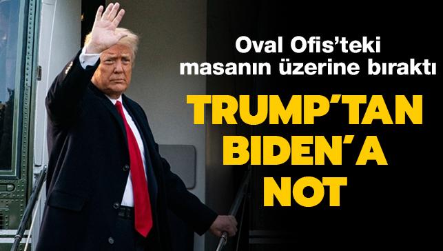 Oval Ofis'teki masann zerine brakt... Trump'tan Biden'a not