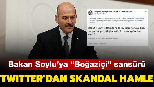 Twitter'dan skandal hamle! Bakan Soylu'ya "Boazii" sansr