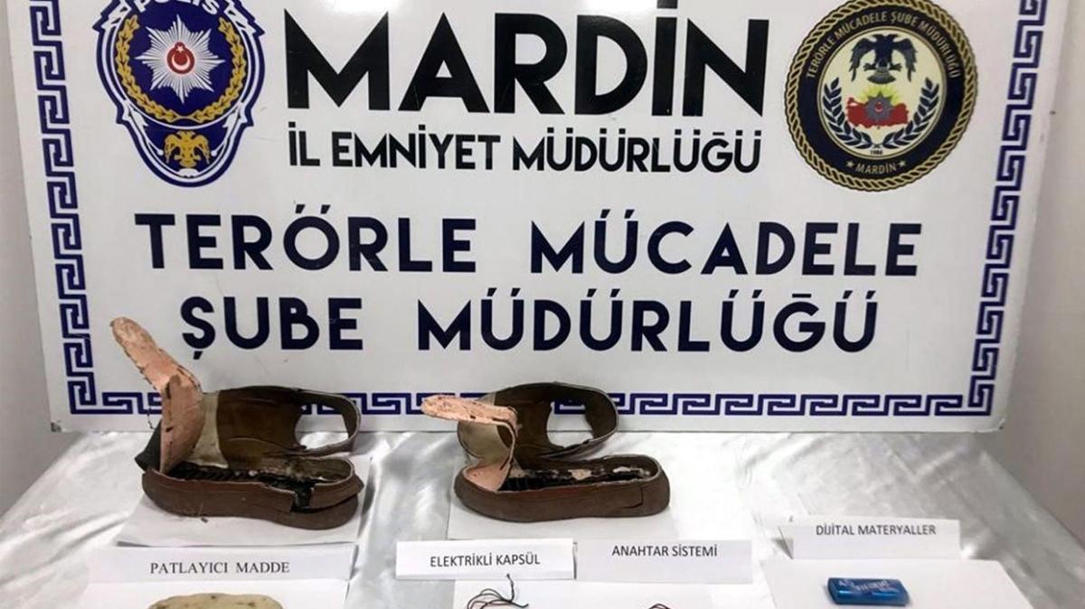 Mardin'de yakalanan 4 terristten biri patlayclar ayakkabsnda gizlemi