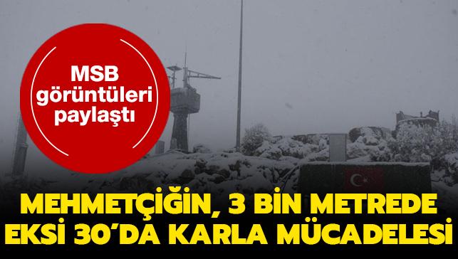 MSB grntleri paylat... Mehmetiin, 3 bin metrede eksi 30'da karla mcadelesi