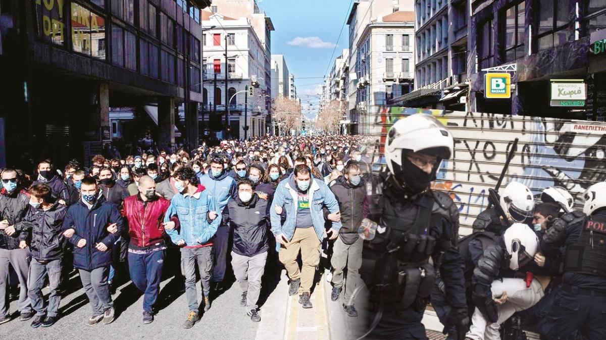 Yunanistan'da polis rencilere acmad