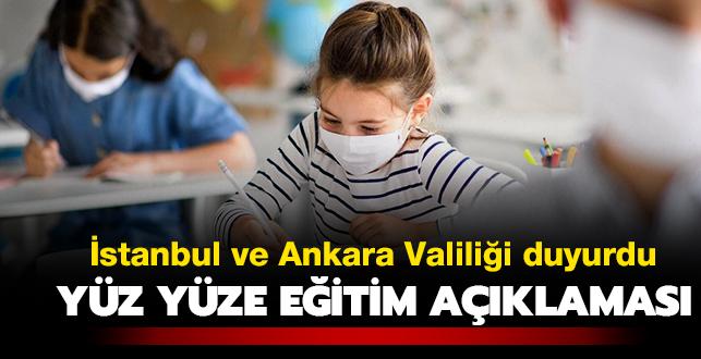 İstanbul ve Ankara Valiliği'nden okulların açılmasına ilişkin açıklama