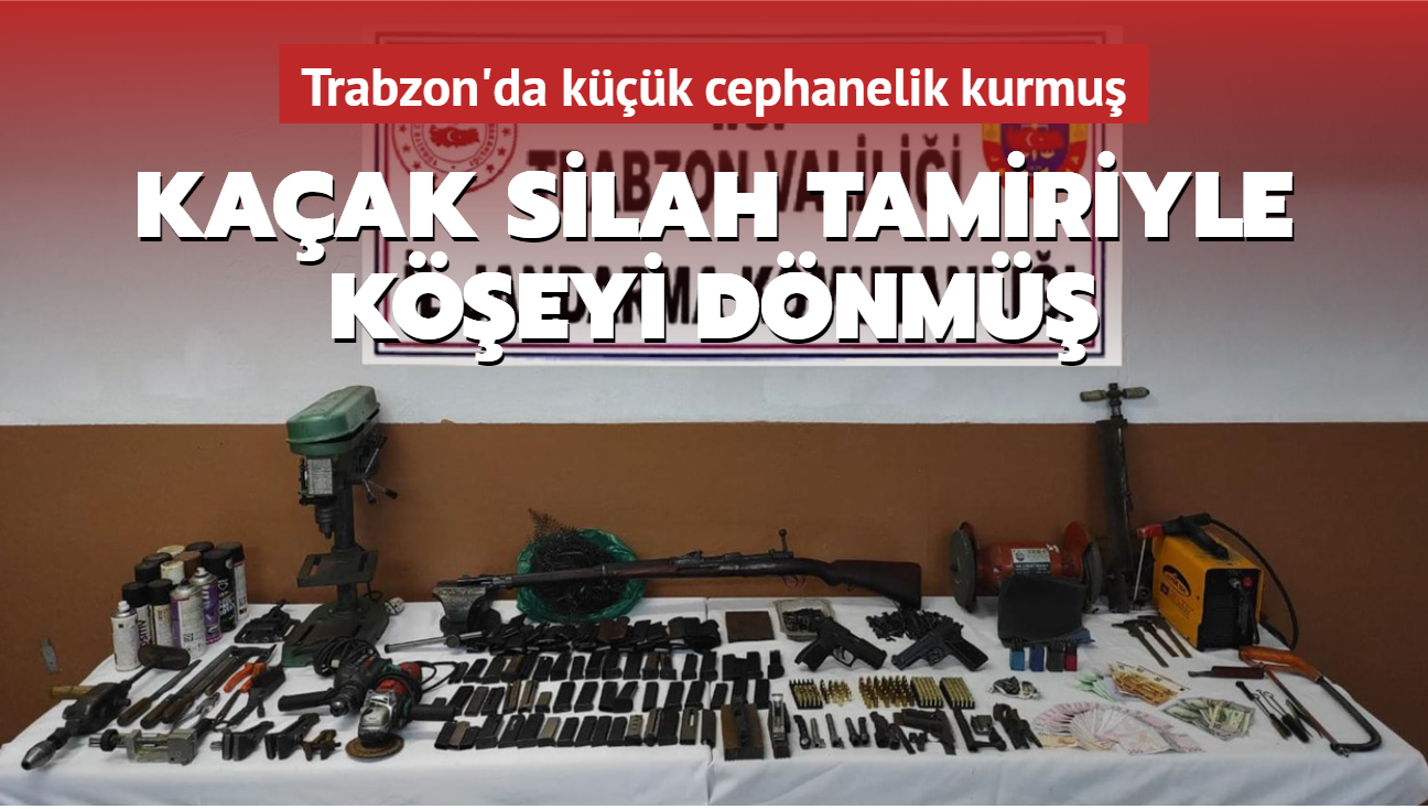 Trabzon'da kaak silah tamiri yapan atlyeye baskn dzenlendi, ok sayda mhimmat ele geirildi