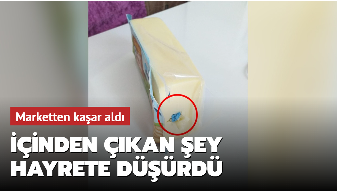 İzmit'te bir vatandaşın marketten aldığı kaşar peynirin içinden lastik eldiven çıktı