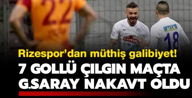 Galatasaray konuk ettii aykur Rizespor'a 4-3 malup oldu