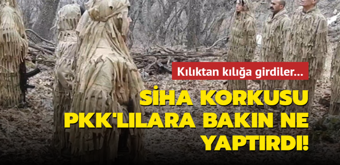 PKK'l terristlerin SHA'lara yakalanmamak iin kamufle olduu grntler ortaya kt