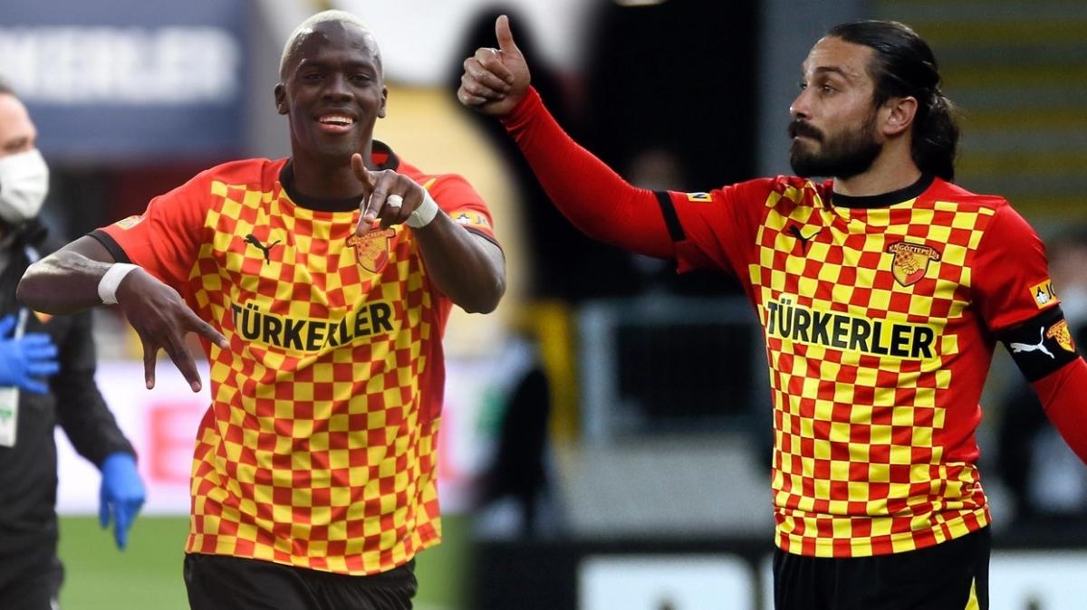 Gztepe'de gol yk Halil Akbunar ve Cherif Ndiaye'nin omuzlarnda