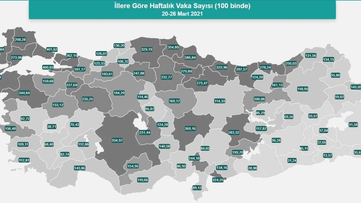 Salk Bakanl paylat... llere gre vaka haritas gncellendi