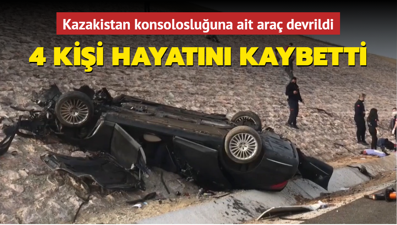 Kazakistan konsolosluğuna ait araç devrildi... 4 kişi hayatını kaybetti