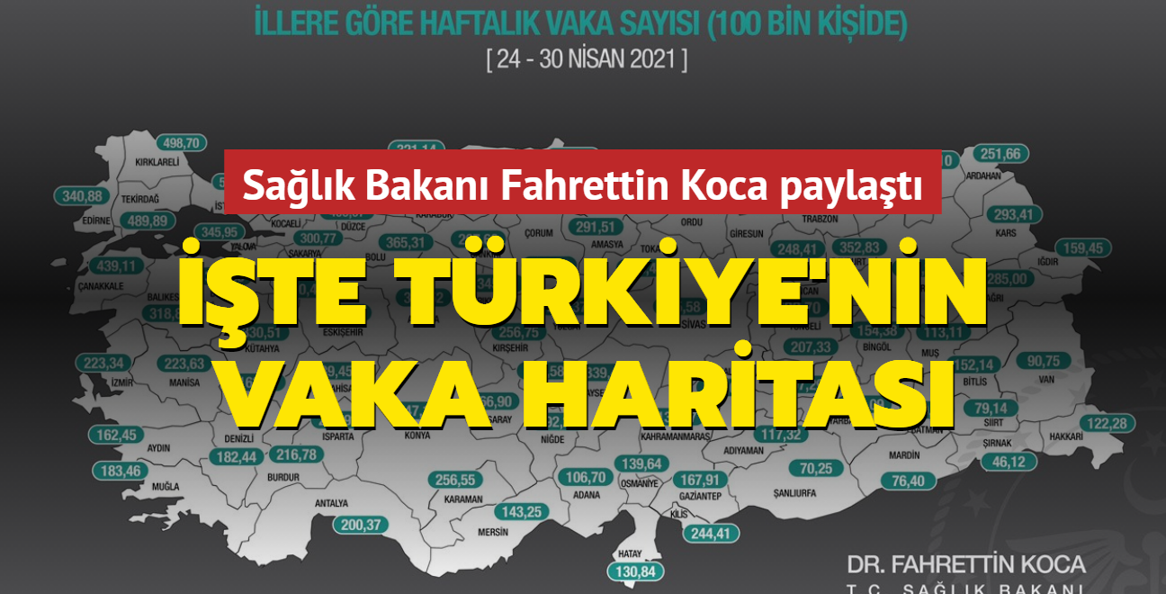 Salk Bakan Fahrettin Koca paylat... te Trkiye'nin vaka haritas