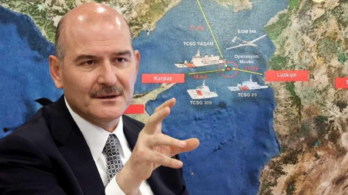 Bakan Soylu: Suriye aklarnda, mdahale edilen gemide, 1.5 tonun zerinde esrar ele geirildi