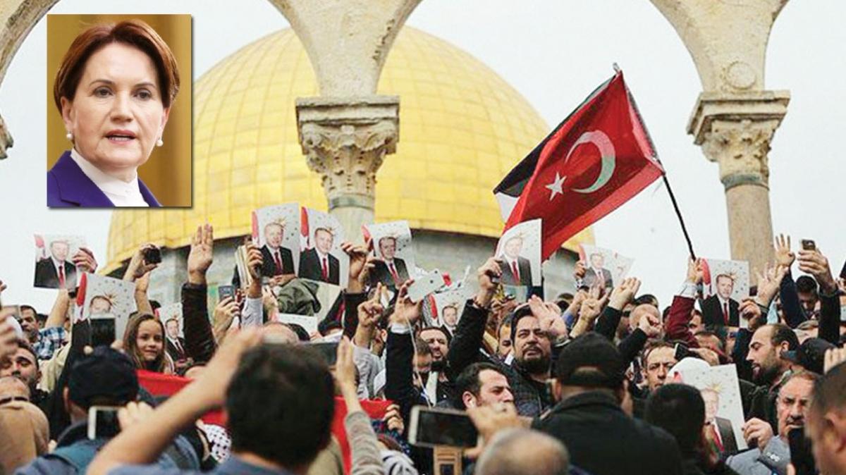 Akşener'e Filistin sokaklarıyla cevap! Mazlumlar Erdoğan'ı bağırlarına basıyor