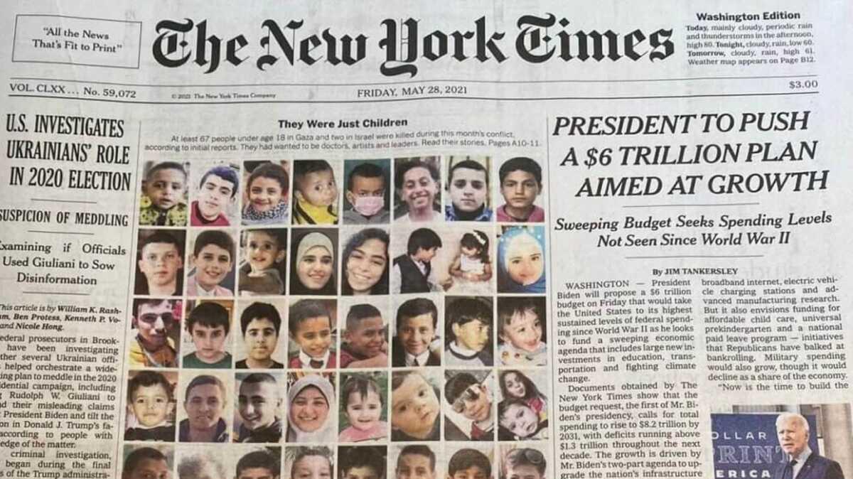 New York Times Filistinli ocuklar manet yapmt... Yahudi kuruluu rahatsz oldu