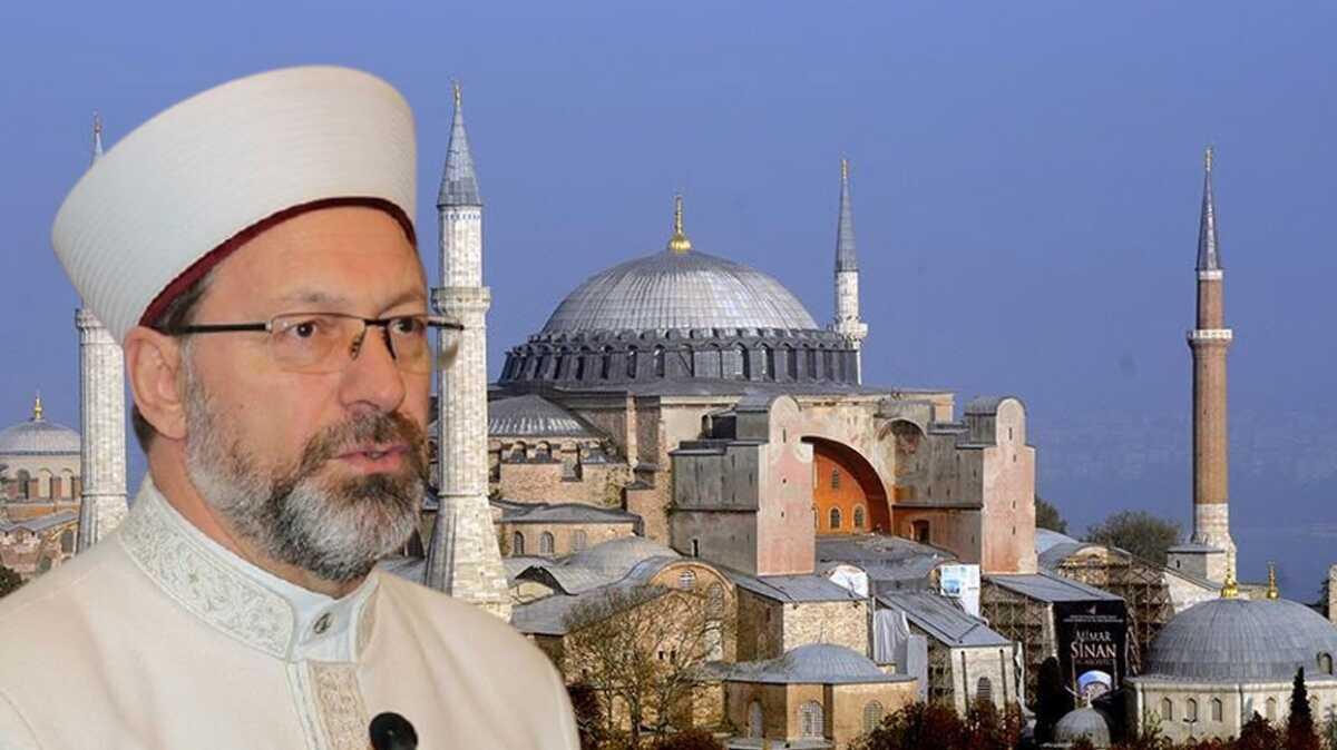Diyanet leri Bakan Ali Erba'tan Ayasofya paylam: "Cenabhak kyamete kadar minarelerinden ezan seslerini eksik etmesin"