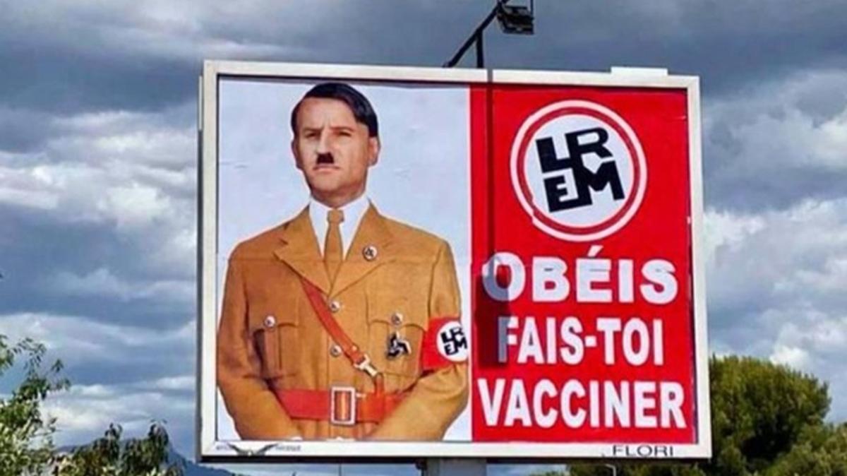 Macron'u Hitler'e benzeten afilerle soruturma