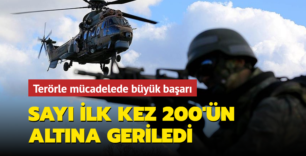 Yurt iindeki terrist says ilk kez 200'n altna geriledi