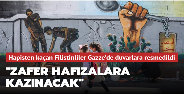 Ressamlar Gazze'de hapisten kaan Filistinlileri duvarlara izdi