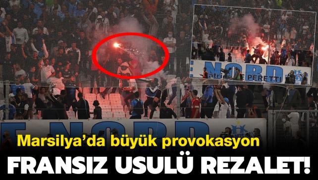 Fransz usul rezalet! nce Yunan bayra atlar sonra Galatasaray tribnne meale frlattlar