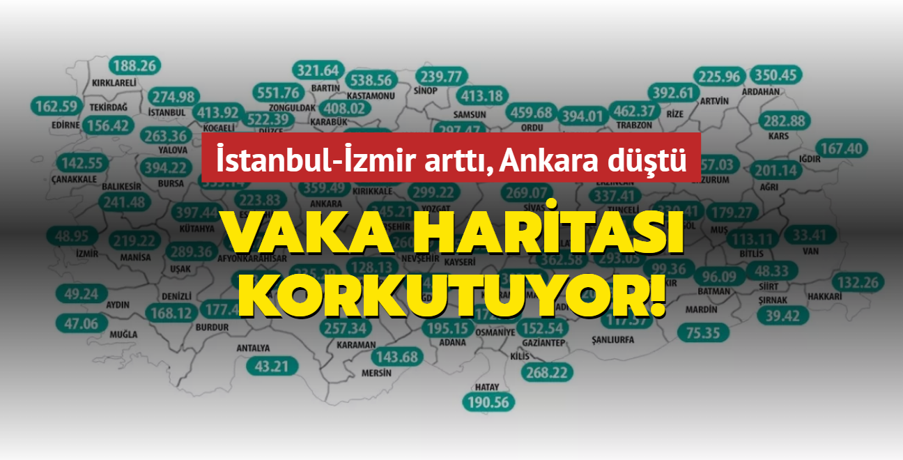 Vaka haritası korkutuyor! İstanbul-İzmir arttı, Ankara düştü