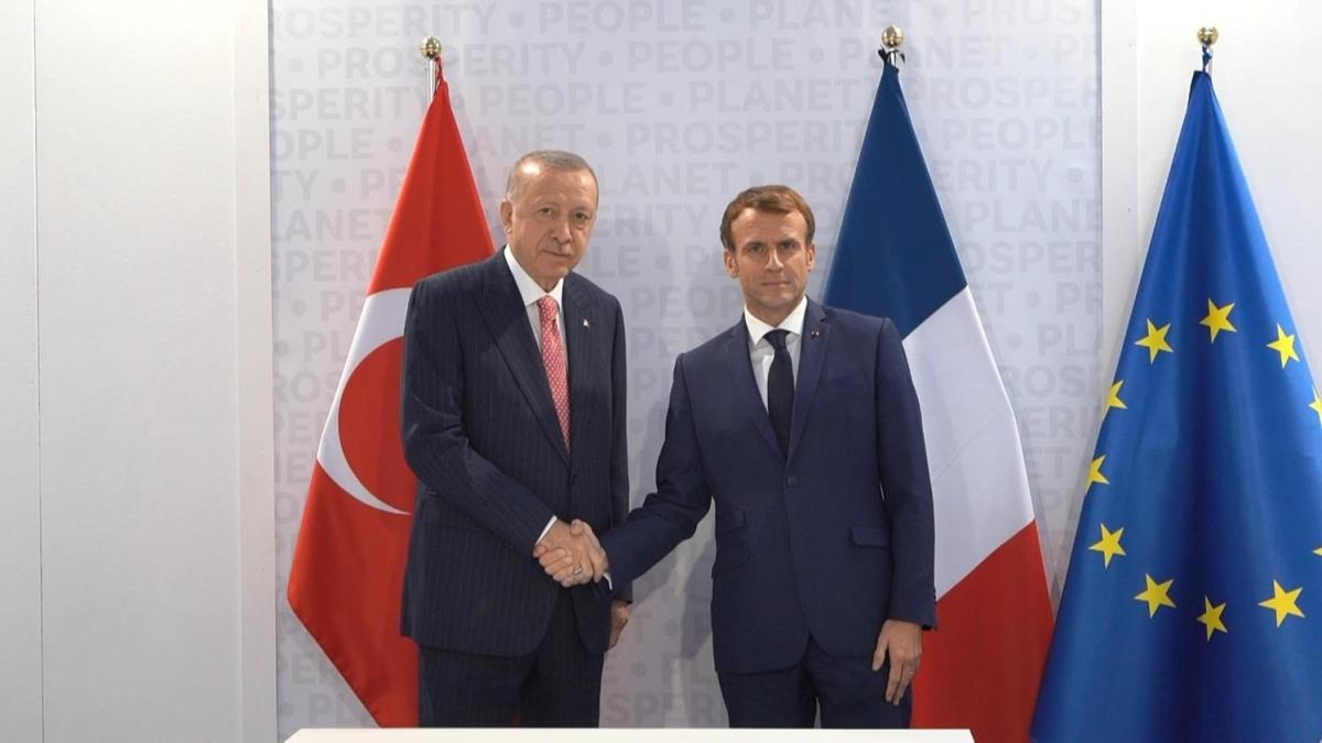 Bakan Erdoan, Fransa Cumhurbakan Macron ile bir araya geldi