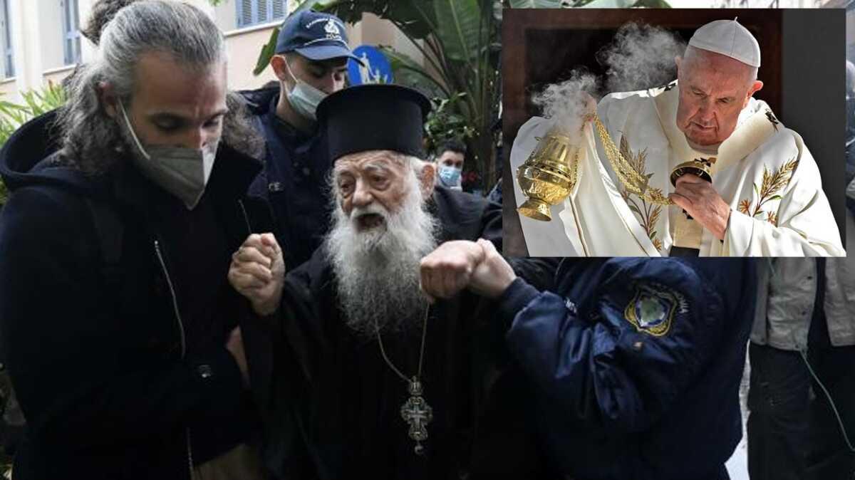 "Papa, dinin yolundan kmsn"... Ortodoks din adam Papa'y protesto etti