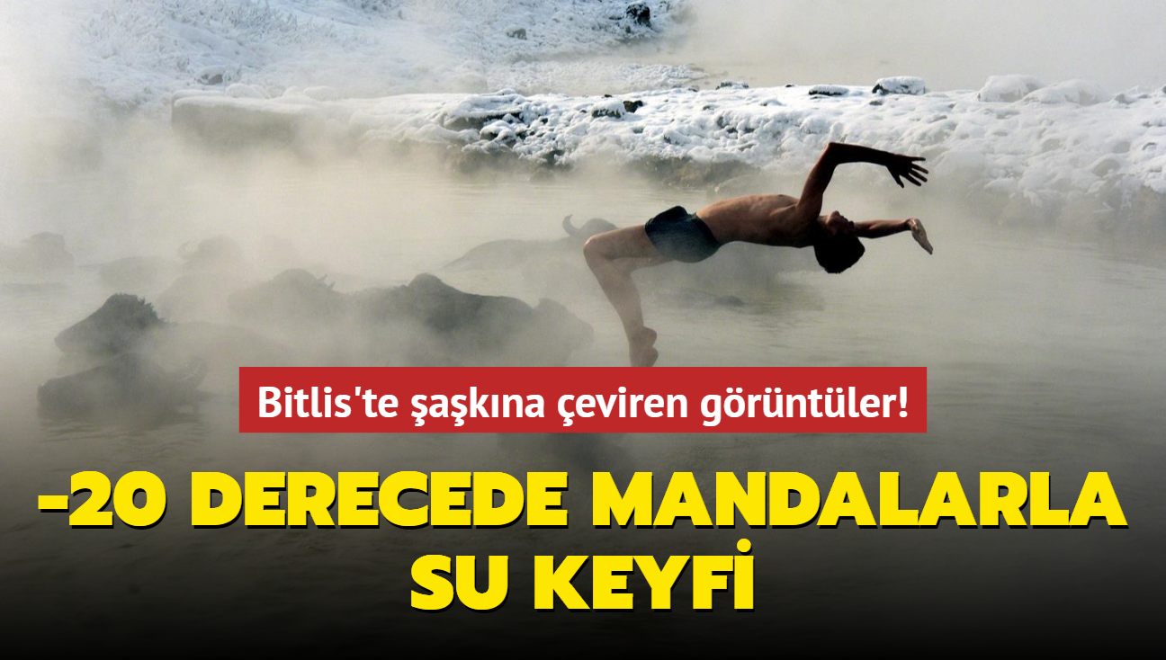 Bitlis'te akna eviren grntler! -20 derecede mandalaryla suya giriyorlar