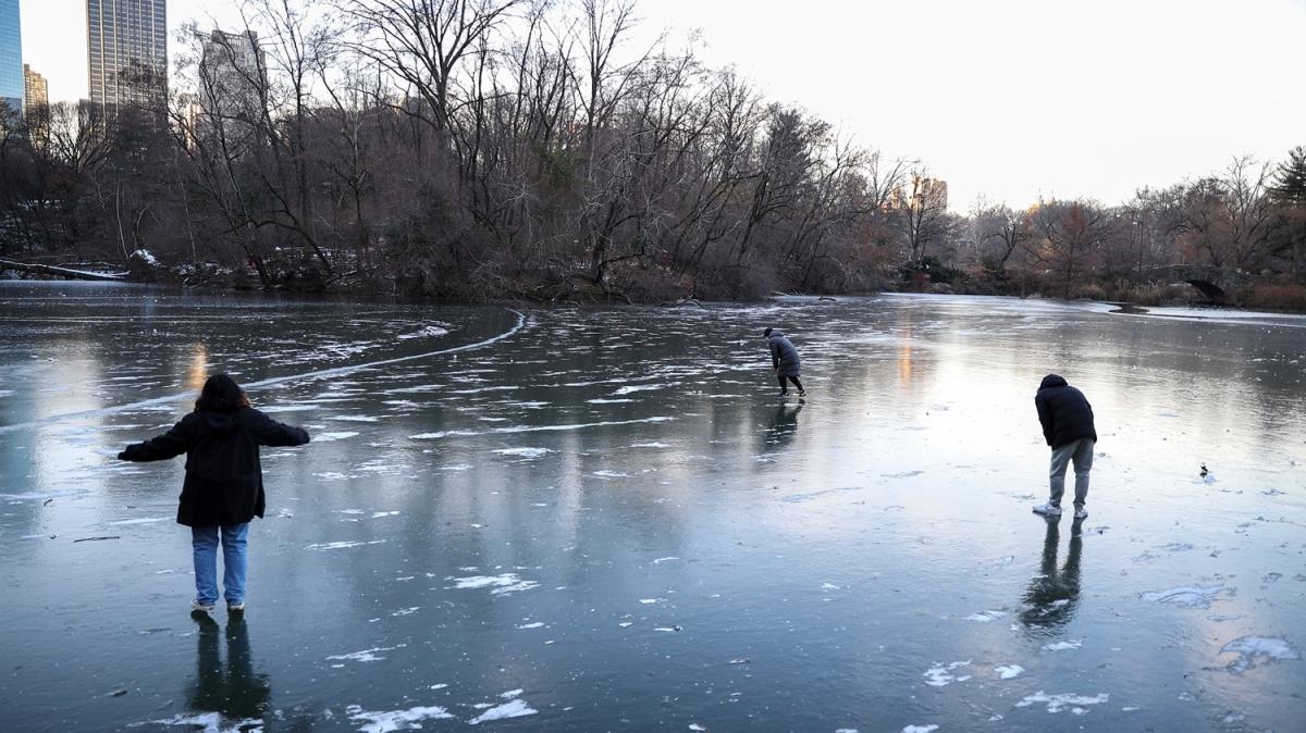 New York soğuğa teslim oldu: Central Park dondu