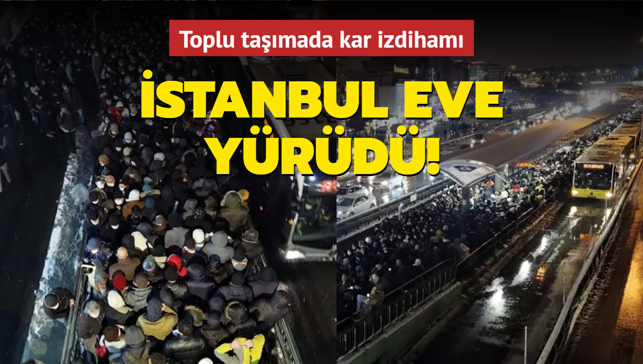 Toplu taşımada kar izdihamı... İstanbul eve yürüdü!