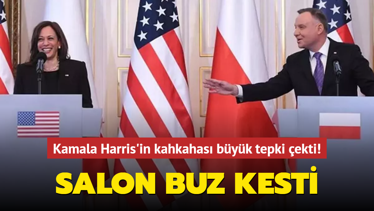 Kamala Harris'in kahkahas byk tepki ekti! Salon buz kesti