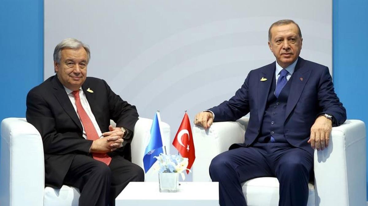 Son dakika haberleri... Bakan Erdoan, BM Genel Sekreteri Guterres ile grt