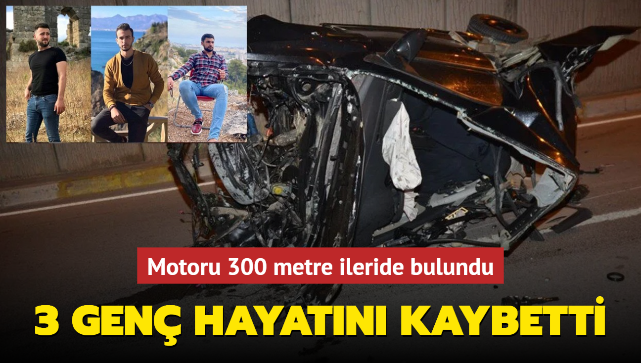 Motoru 300 metre ileride bulundu... Antalya'da yn levhasna apan arataki 3 gen hayatn kaybetti