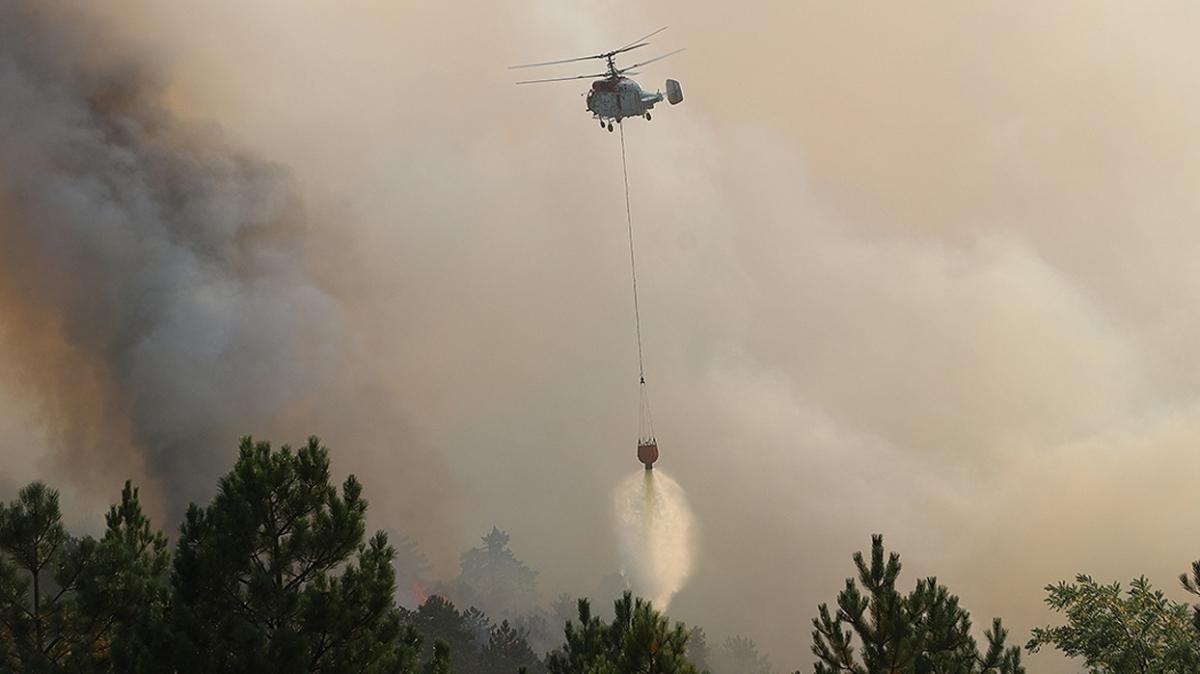 Orman yangnlara onlarca uak ve helikopterle mdahale