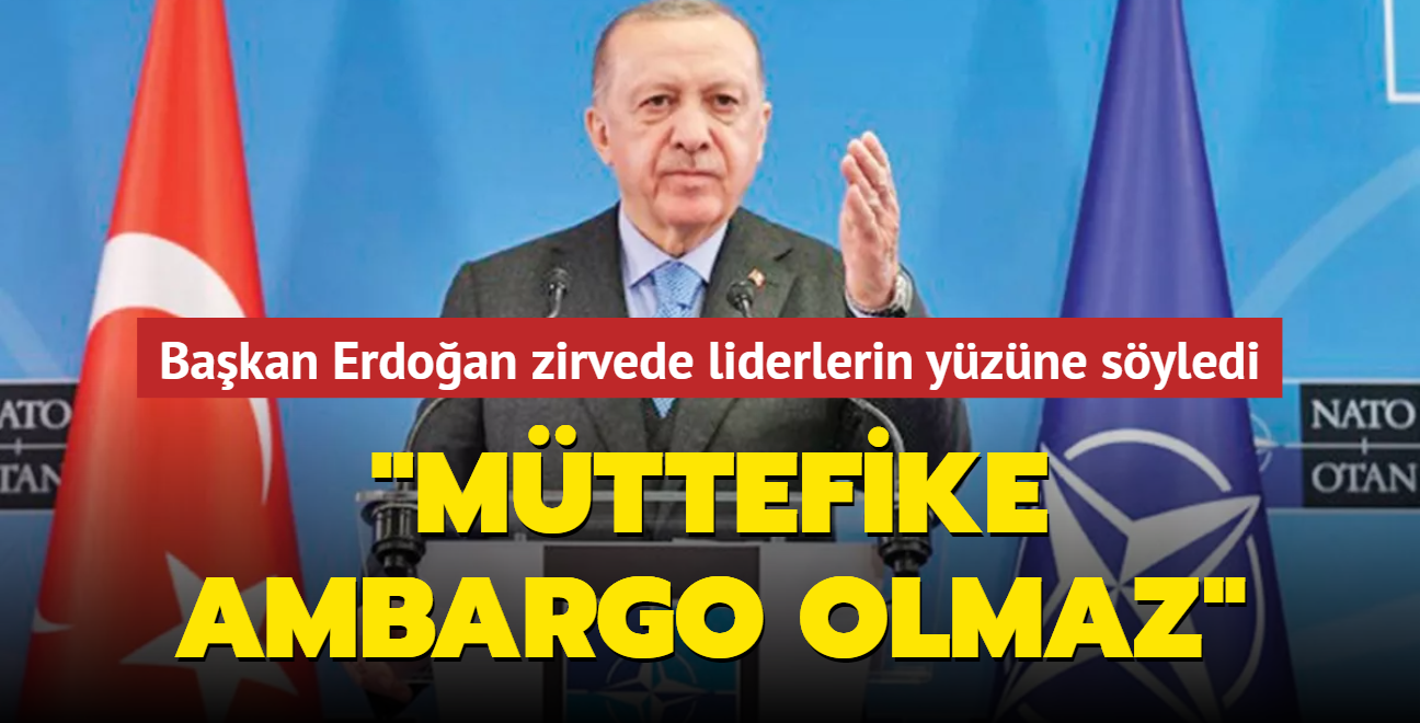 Bakan Erdoan zirvede liderlerin yzne syledi: Mttefike ambargo olmaz