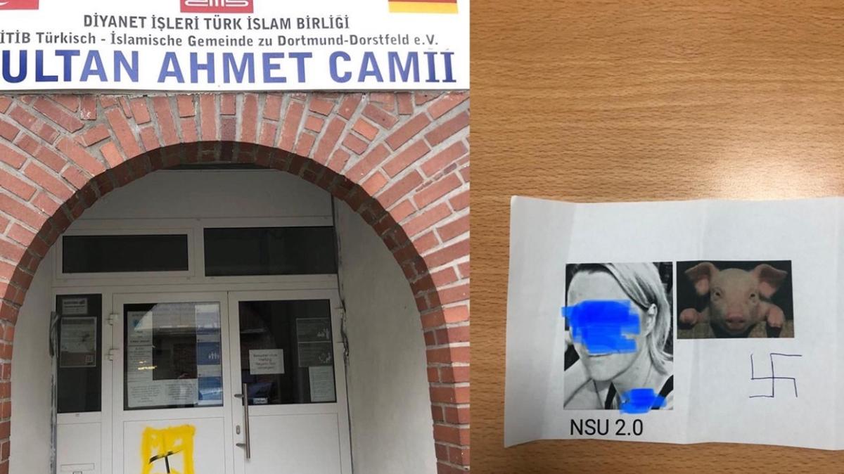 Almanya'daki Sultan Ahmet Camisi'ne domuz fotoğraflı ırkçı saldırı