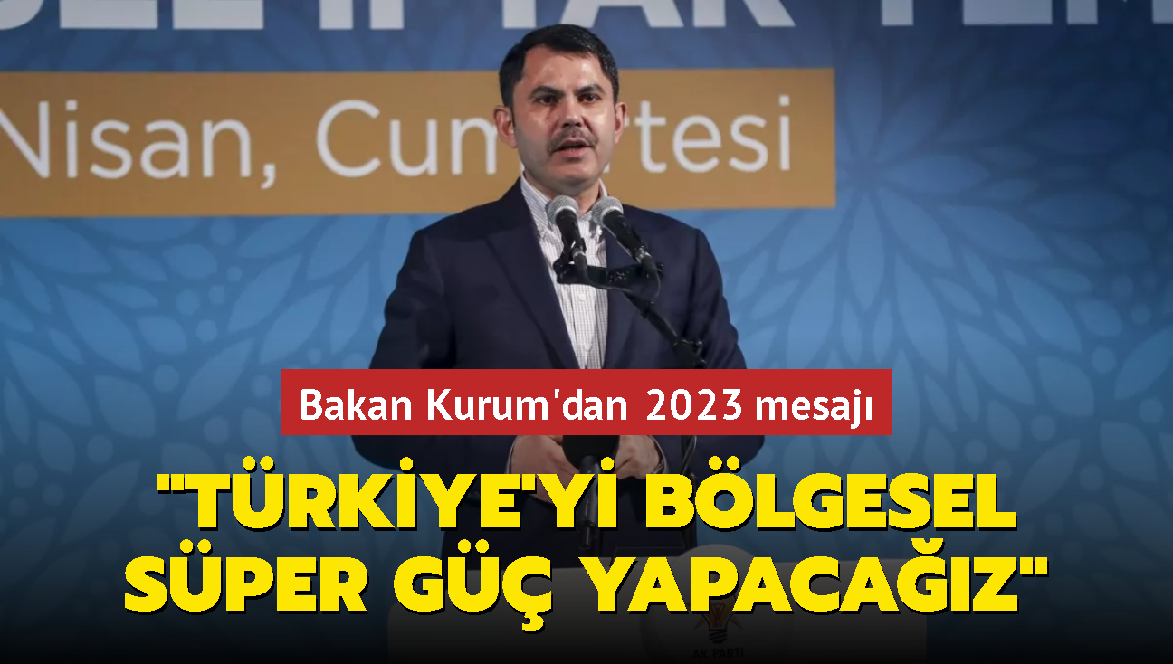Bakan Kurum'dan 2023 mesaj: Trkiye'yi blgesel sper g yapacaz