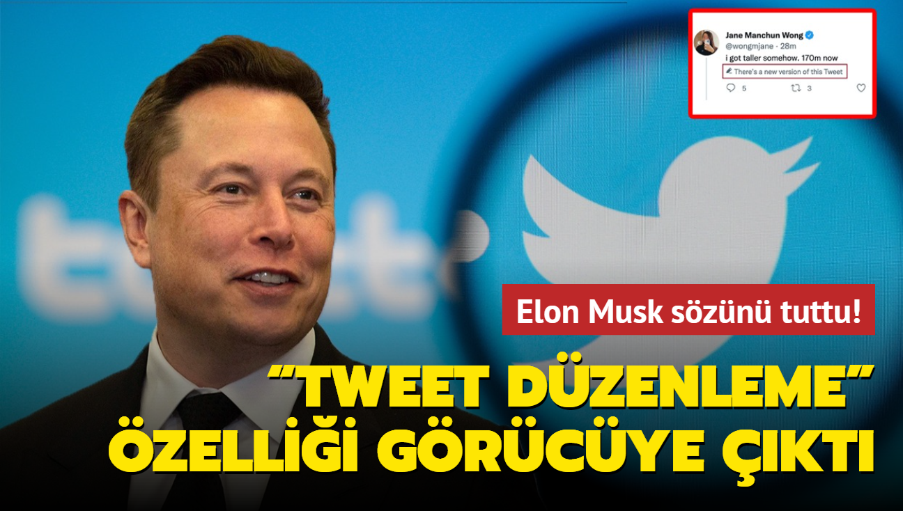 Elon Musk szn tuttu! Twitter'da Tweet dzenleme zellii grcye kt