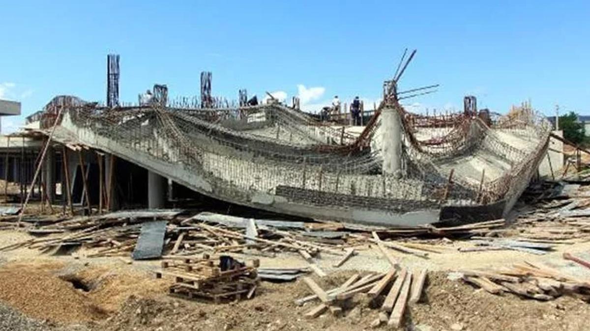 Bolu'da bir inaatta beton dklrken kme meydana geldi