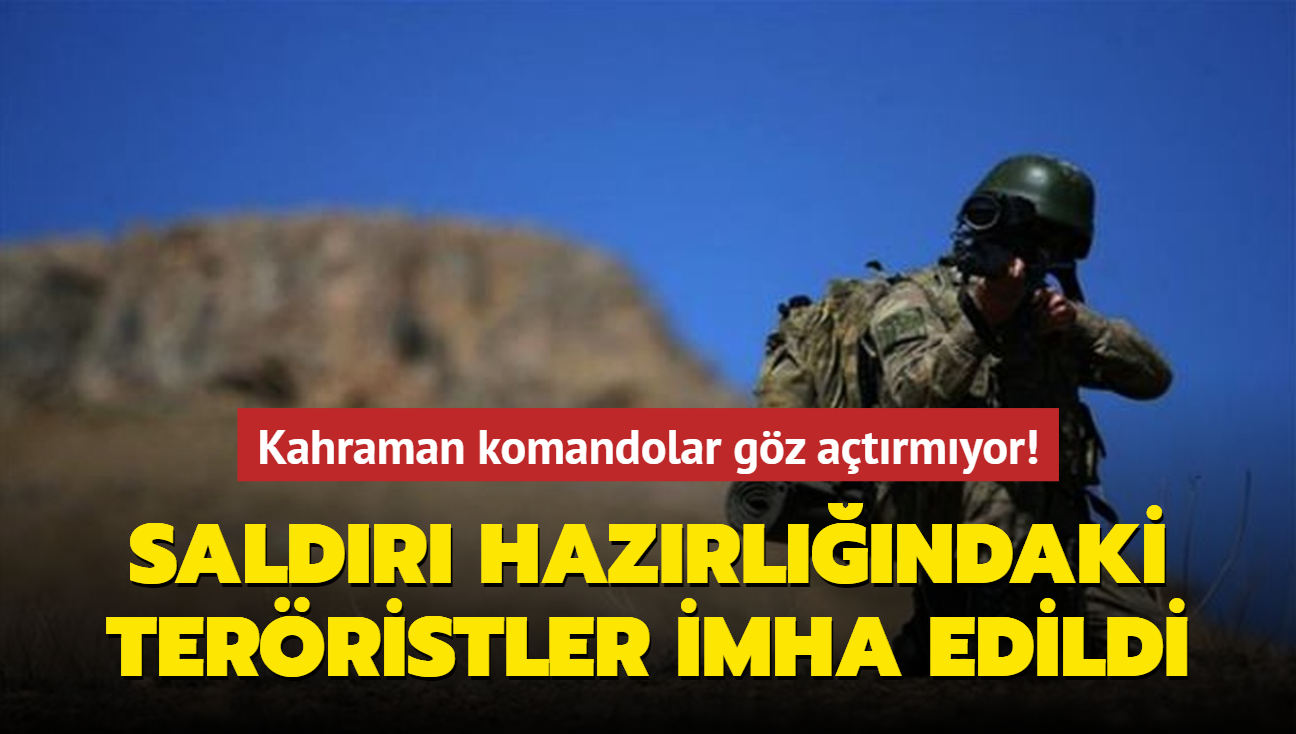 Kahraman komandolar gz atrmyor! Saldr hazrlndaki terristler imha edildi