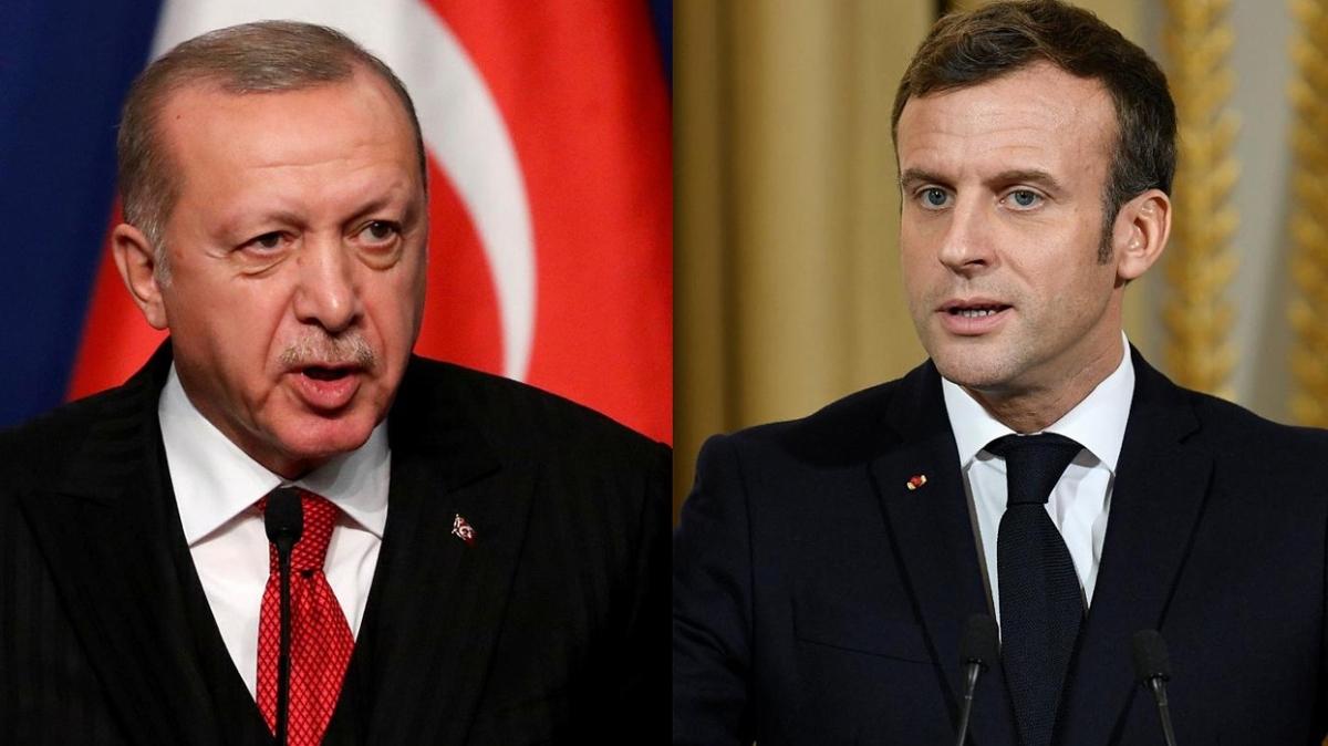 Bakan Erdoan ile Fransa Cumhurbakan Macron grt!