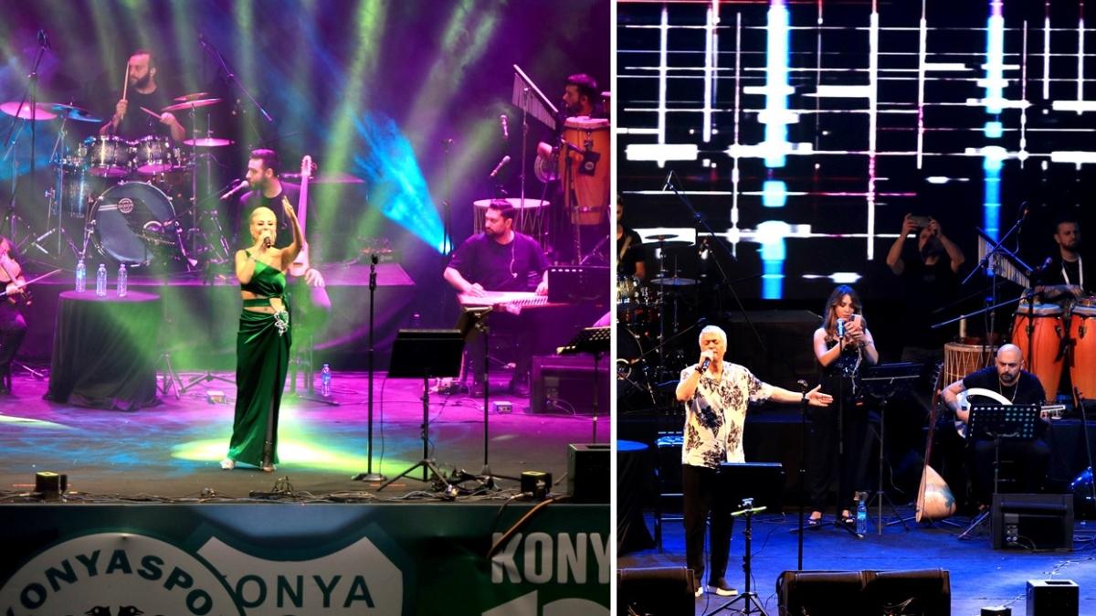 Linet ve Cengiz Kurtolu'ndan muhteem konser! Konyaspor'un 100. yl iin sahne ald