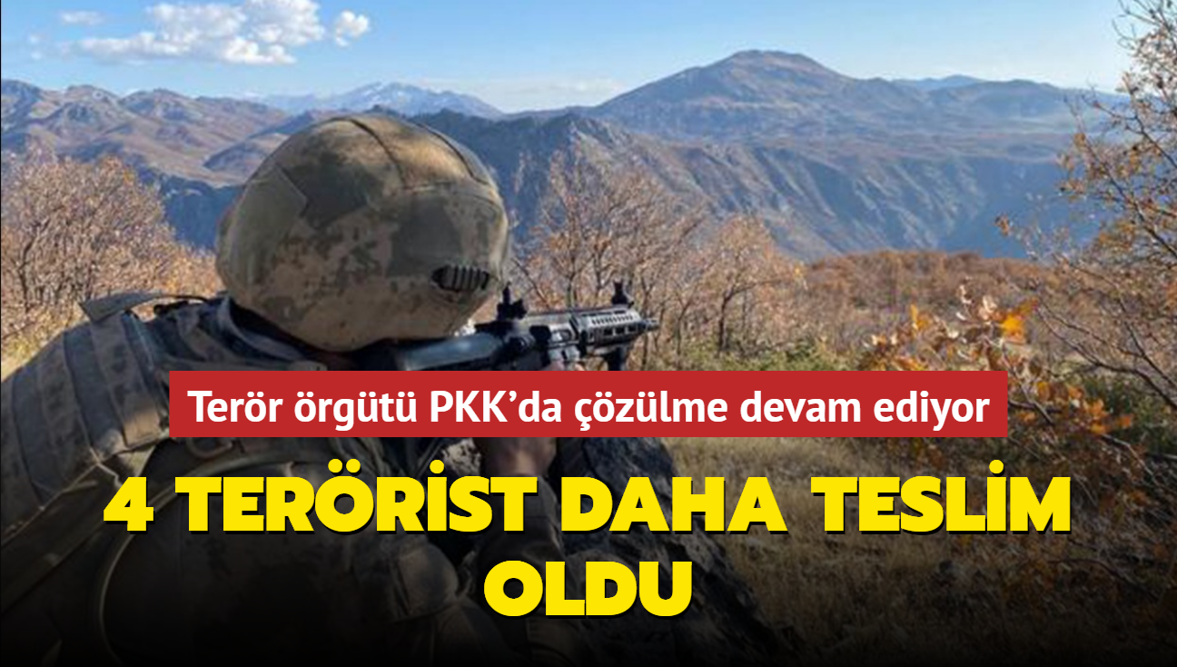 Terr rgt PKK'da zlme devam ediyor... 4 terrist daha teslim oldu