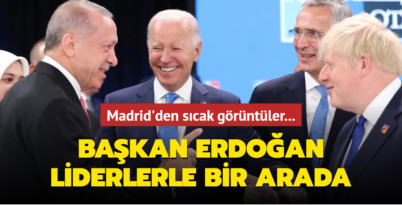 Madrid'den sıcak görüntüler... Başkan Erdoğan liderlerle bir arada