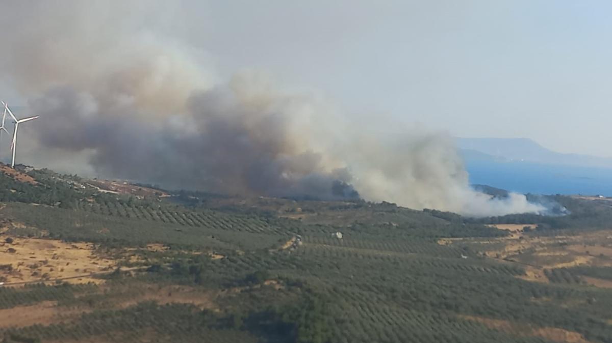 zmir'de korkutan yangn... Ekiplerin mdahalesi sryor