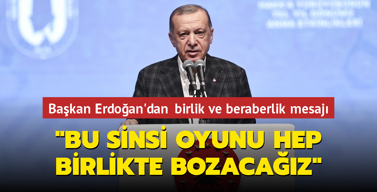 Başkan Erdoğan'dan birlik ve beraberlik mesajı: Bu sinsi alçak oyunu hep birlikte bozacağız