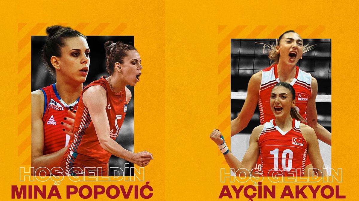 Galatasaray Kadn Voleybol Takm'nda ifte imza! Mina Popovic ile Ayin Akyol'u transfer ettiler