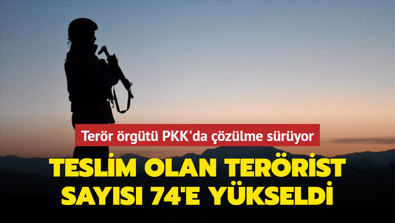 Terr rgt PKK'da zlme sryor... Teslim olan terrist says 74 oldu