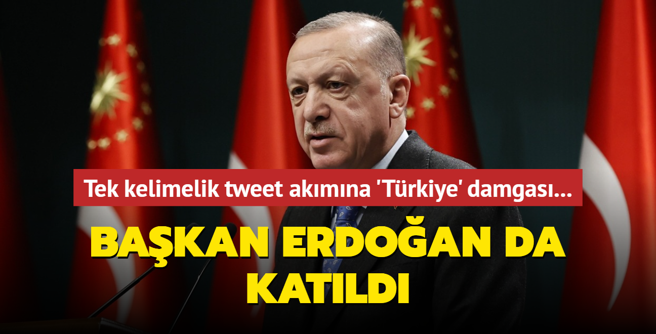 Tek kelimelik tweet akmna 'Trkiye' damgas... Bakan Erdoan da katld