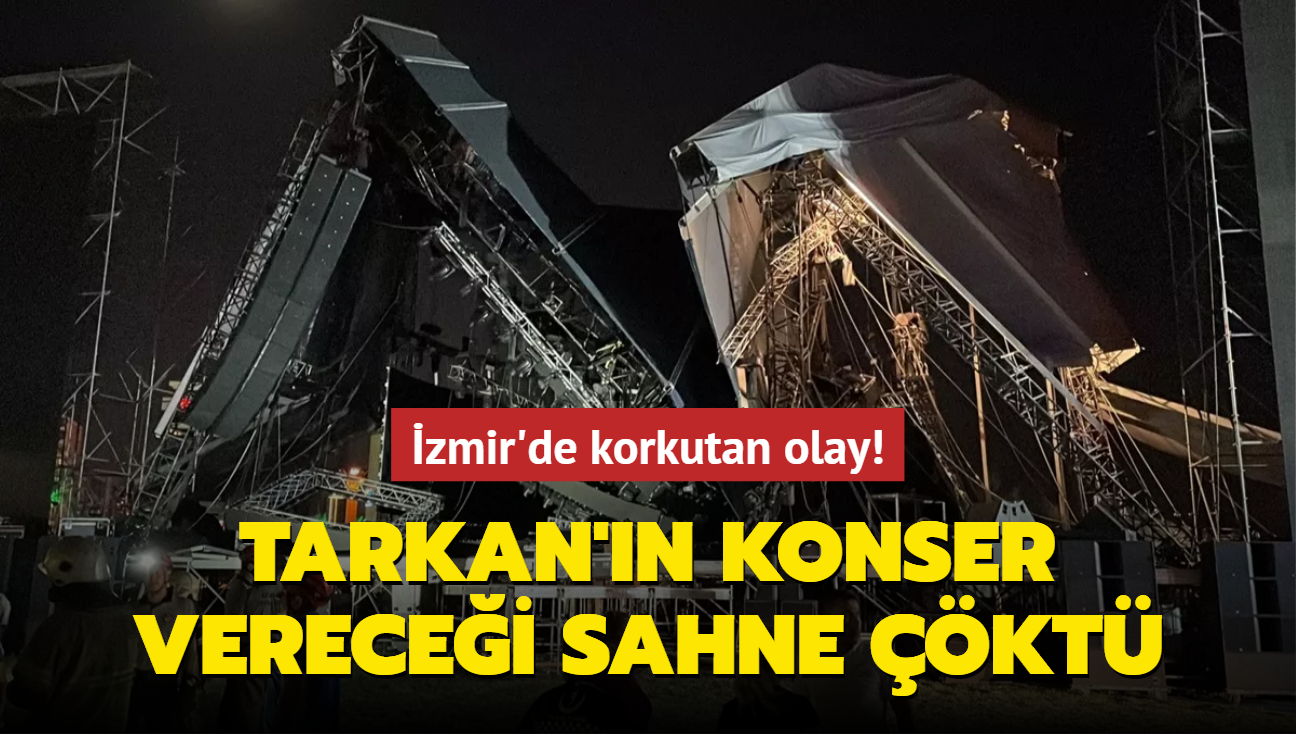 zmir'de korkutan olay! Tarkan'n konser verecei sahne kt